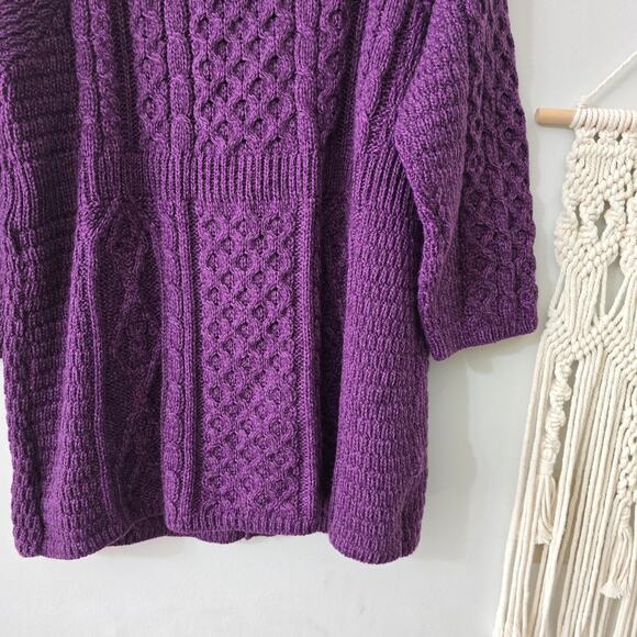 Kilronan Wear 100% Merino Wool Sweater Cardigan Purple Size L Large - Picture 11 of 11